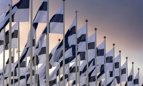 Finländska flaggor i rad